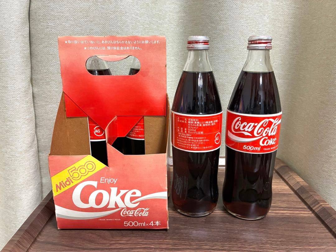 【ケース付】コカ・コーラ 最後の500ml ガラスボトル Midi 4本セット
