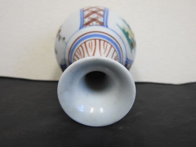 佐吉作　色絵松竹桜花入　共箱　M１４２３