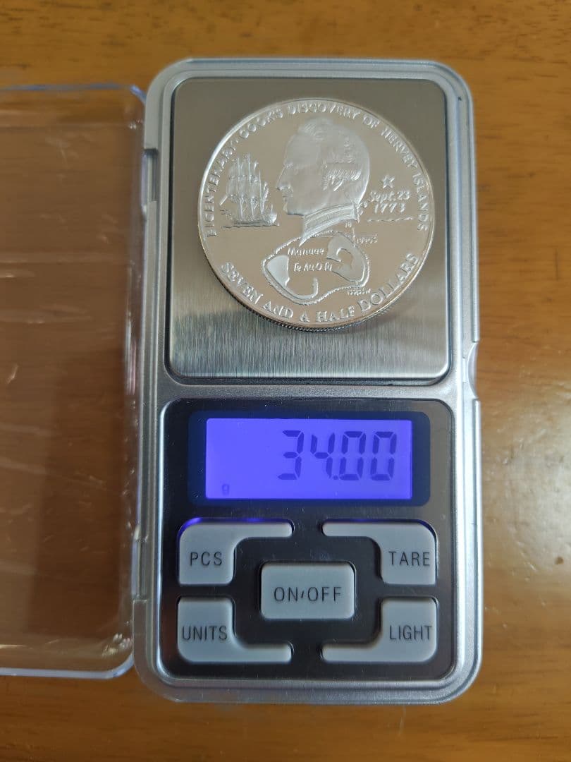 英領クック諸島 1973年 エリザベス2世　7.5ドル大型PR銀貨