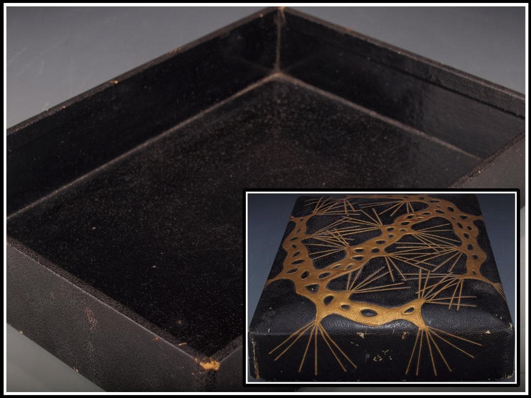 旧家蔵出品　江戸以前の物入れ　金塗？　激安骨董品 X584A11-4