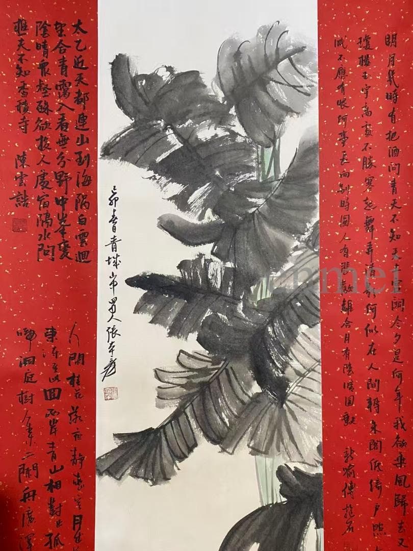 中国古美術・旧藏珍品・張大千款・人物水墨画・純手描き・四尺中堂畫・掛軸・書斎飾り