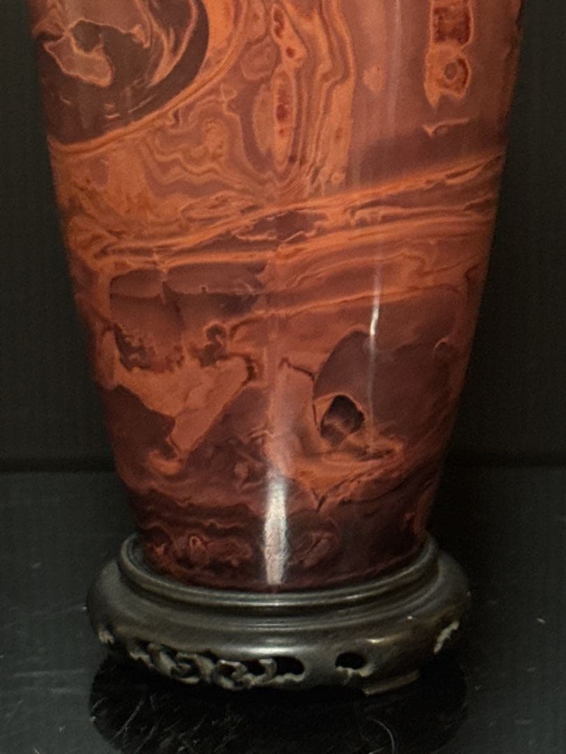 中国古玩 乾隆硝子 ガラス 練上 マーブル 花瓶