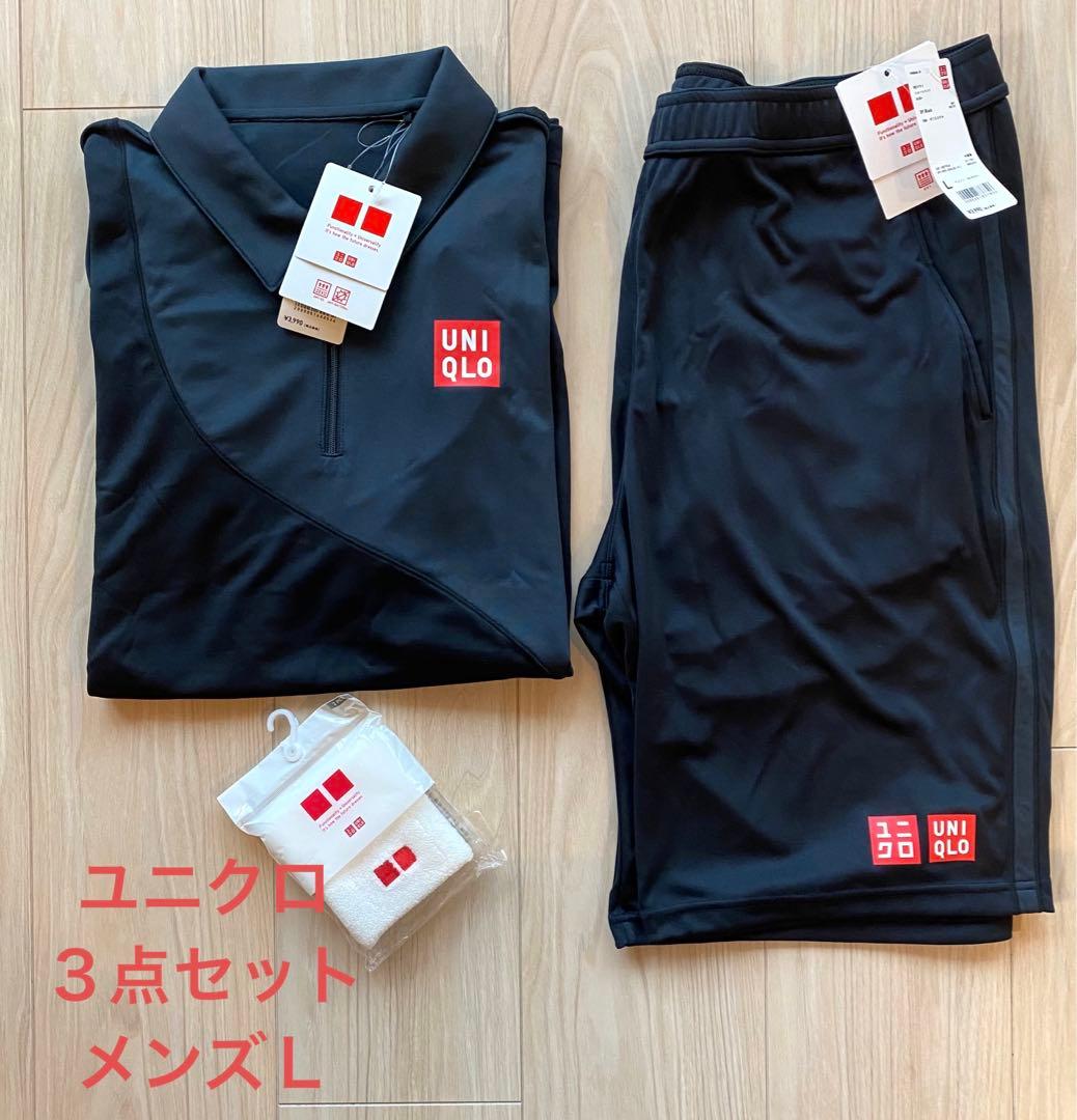 ユニクロ【ジョコビッチ】テニスウェア上下セット　黒　メンズLサイズ