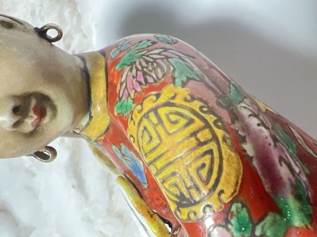 アンティーク　清時代　　置物　 唐物 骨董品 手作り　ハンドメイド　金彩　人形