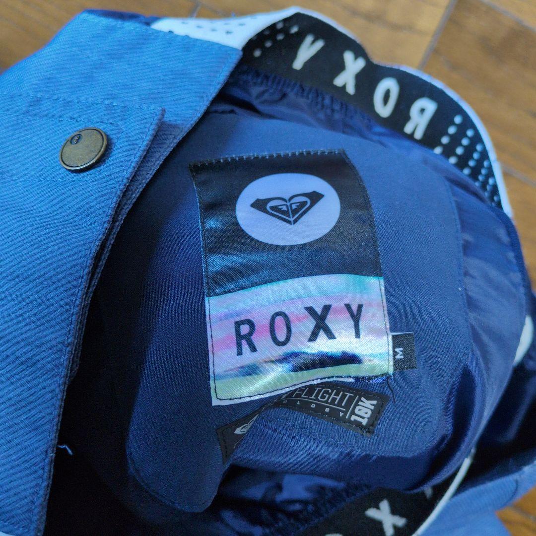 【美品】ROXY　スノボウェア　上下セット　Ｍ　デニム風　重ね着風　総柄