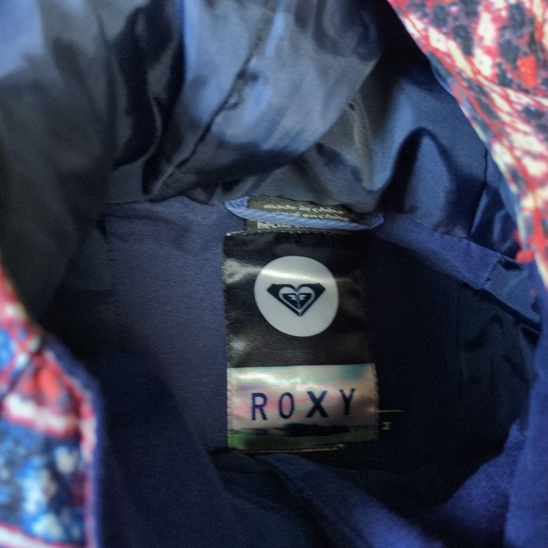 【美品】ROXY　スノボウェア　上下セット　Ｍ　デニム風　重ね着風　総柄