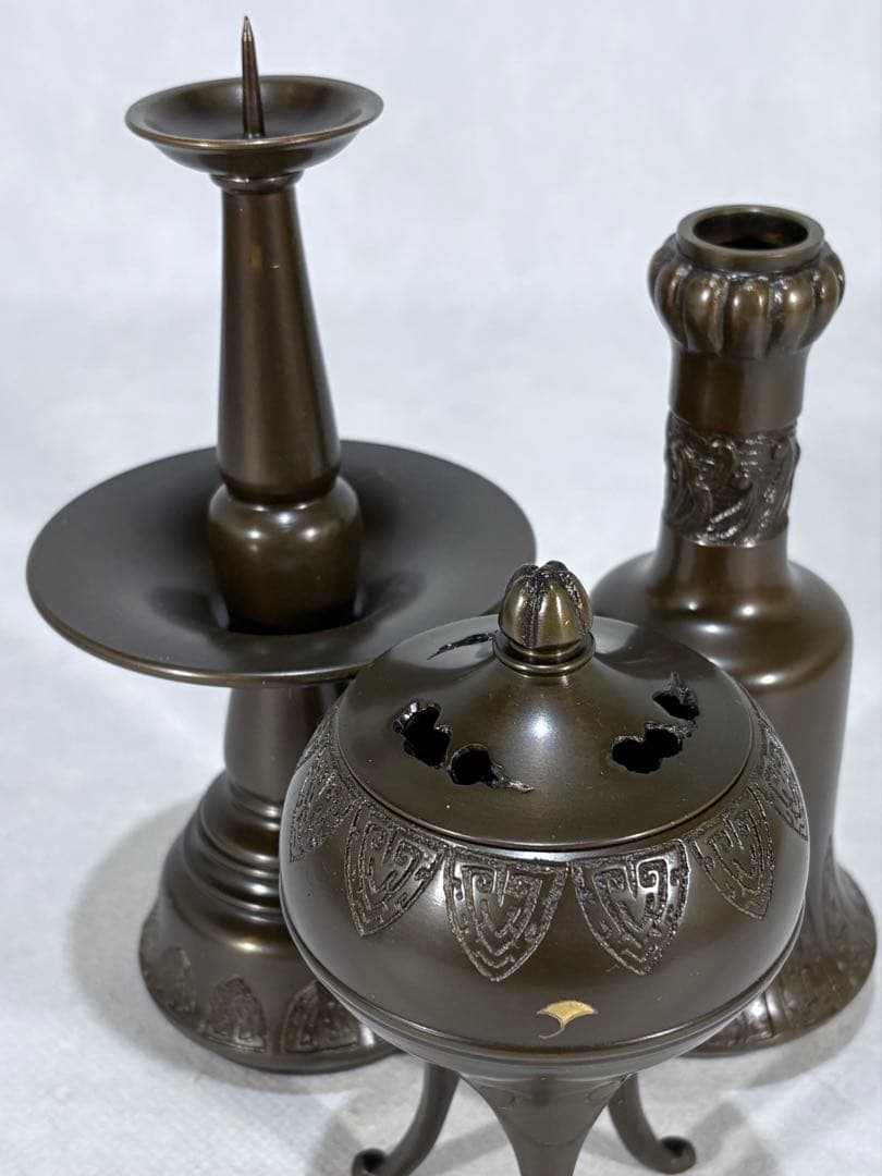 利休忌　三具足 掛軸 具足台 天目茶碗 天目台 高坏 美品 共箱　茶道 送料込