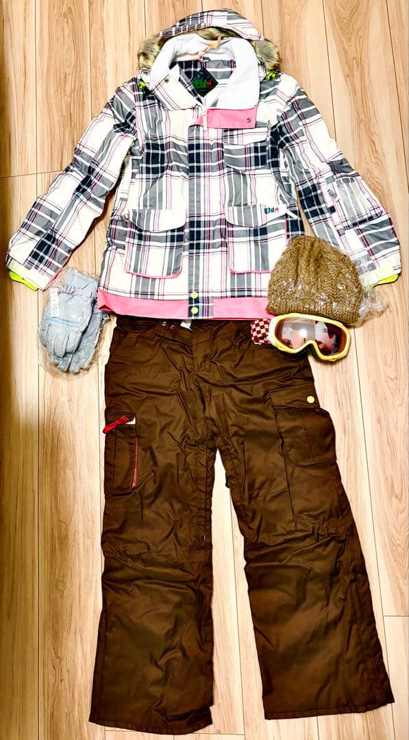 【モテ確定5点セット】スノボウェア上下、ゴーグル、手袋、ニット帽セット