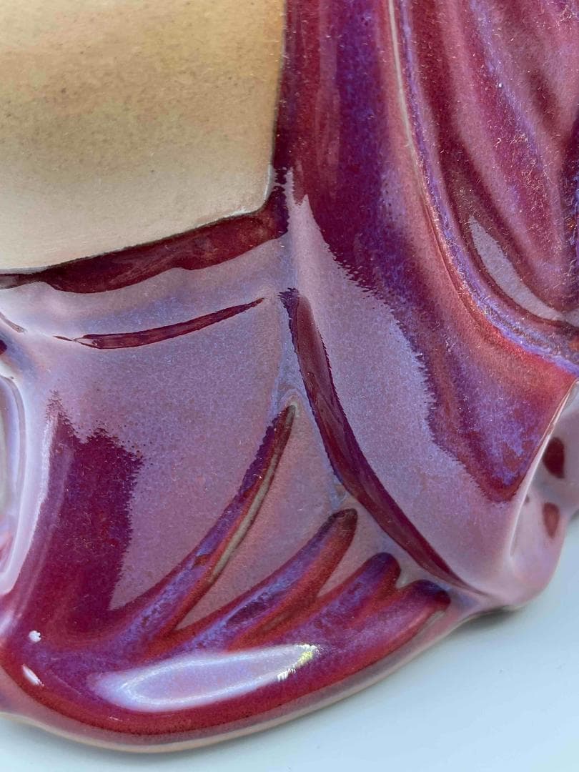 清时代 鈞窯　紫紅釉弥勒菩薩　窯変釉　辰砂　唐物　古賞物(B-31)