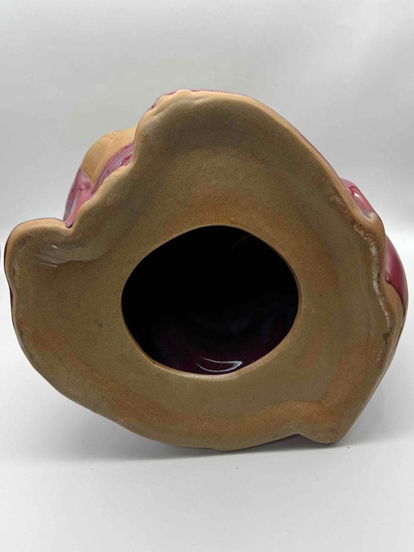 清时代 鈞窯　紫紅釉弥勒菩薩　窯変釉　辰砂　唐物　古賞物(B-31)