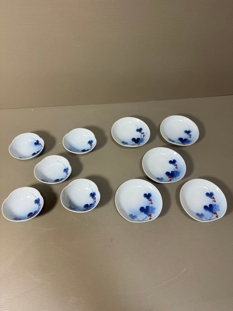 2209 有田焼 芳祥堂特製　葡萄瑠璃　小皿5客　小鉢5客