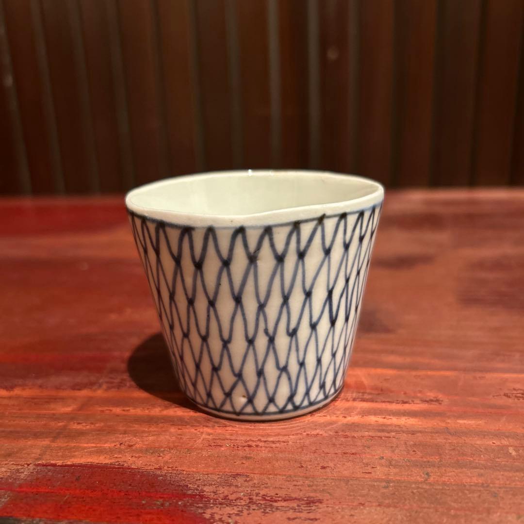 古伊万里染付　網目　猪口　江戸中期