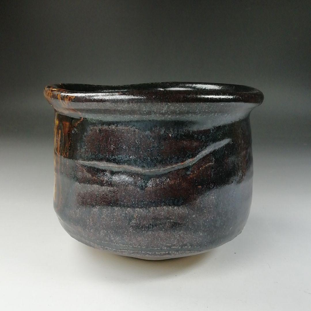 Ｔ５７４　茶碗　『黒織部　茶碗』『白倉窯　伊村彰介』　共箱　抹茶碗　茶道具