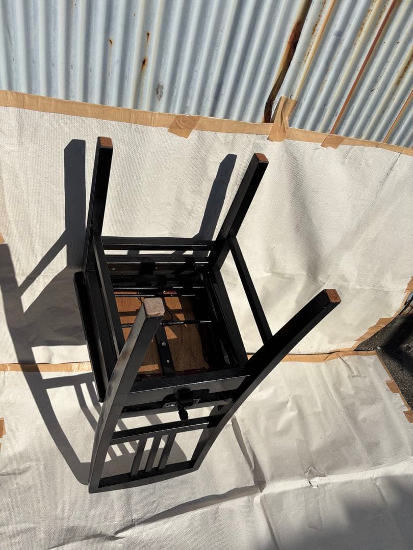 背もたれ付きピアノ椅子　足部フェルト付き　比較的きれい　NT