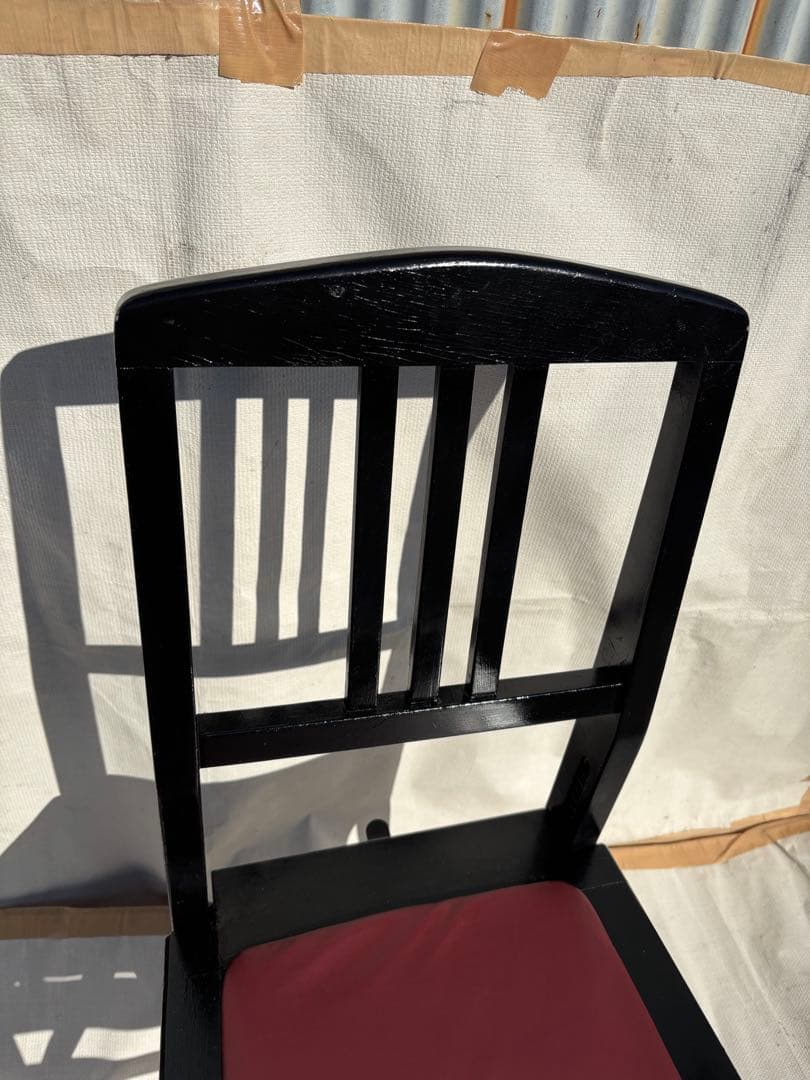 背もたれ付きピアノ椅子　足部フェルト付き　比較的きれい　NT