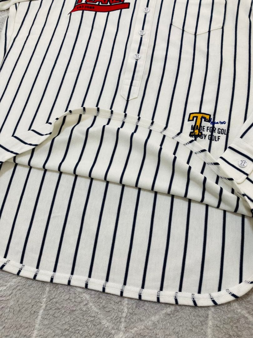 新品 パーリーゲイツ ストレッチカノコスムースピーチ 長袖ポロシャツ(5)L/白