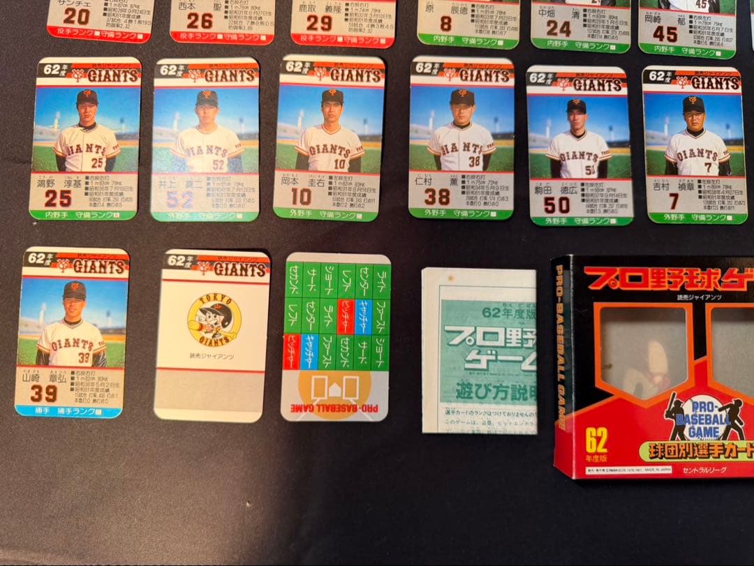 タカラ　62年版　プロ野球カードゲーム　読売巨人軍　ジャイアンツ　当時物