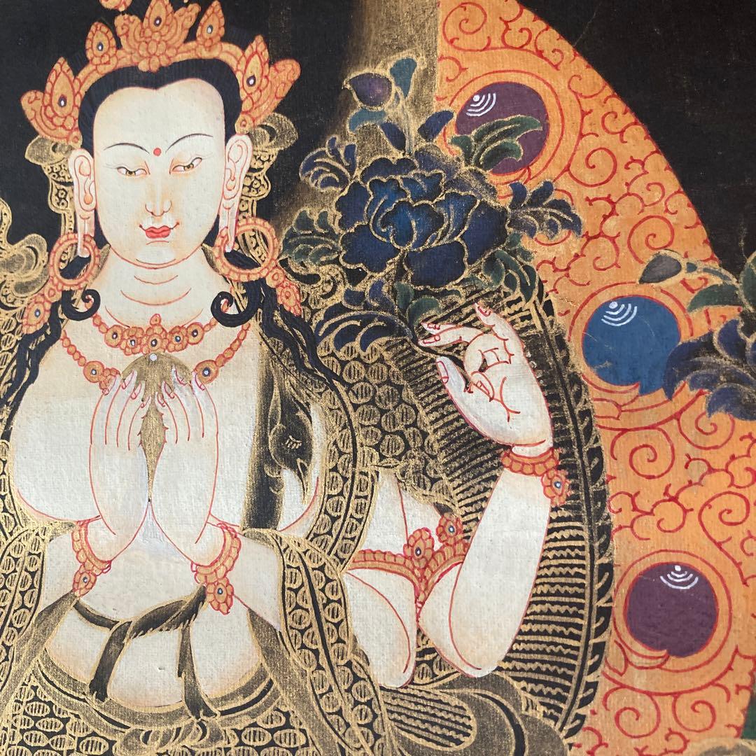 ホワイトターラ　菩薩　タンカペイント