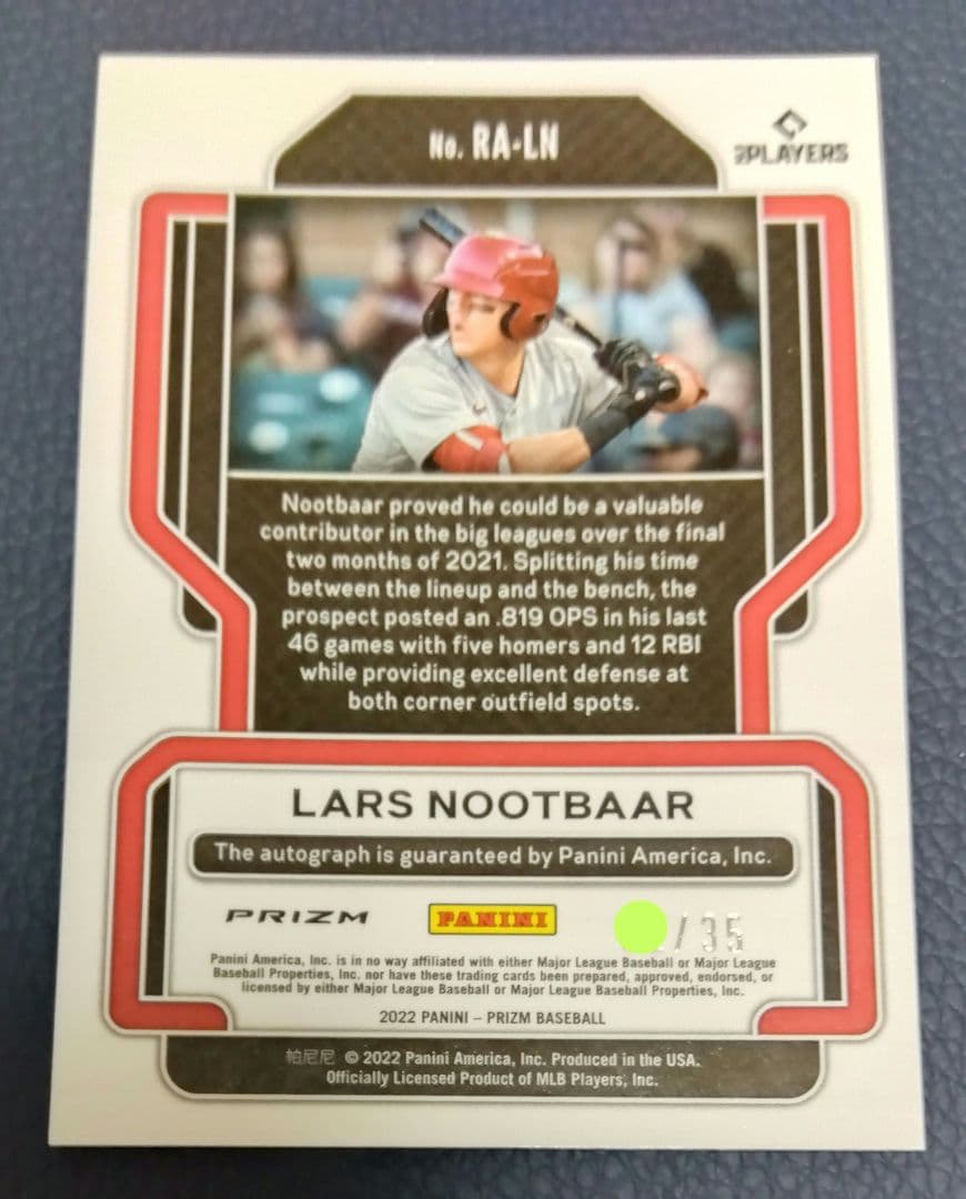 直筆サインカード / ラーズ・ヌートバー / WBC / 24