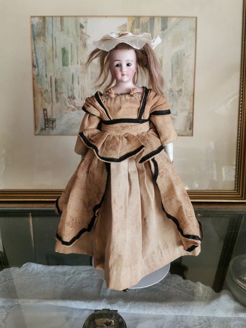 アンティーク シモンハルビック ファッションビスクドール 陶器手脚人形 鬘ボネ付