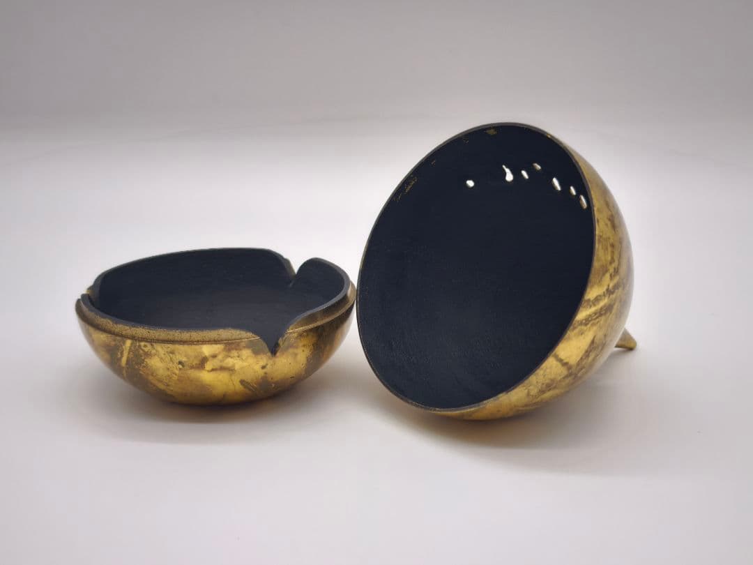 高岡銅器 透かし模様 香炉 真鍮製 金色仕上げ 工芸品 仏具 ヴィンテージ