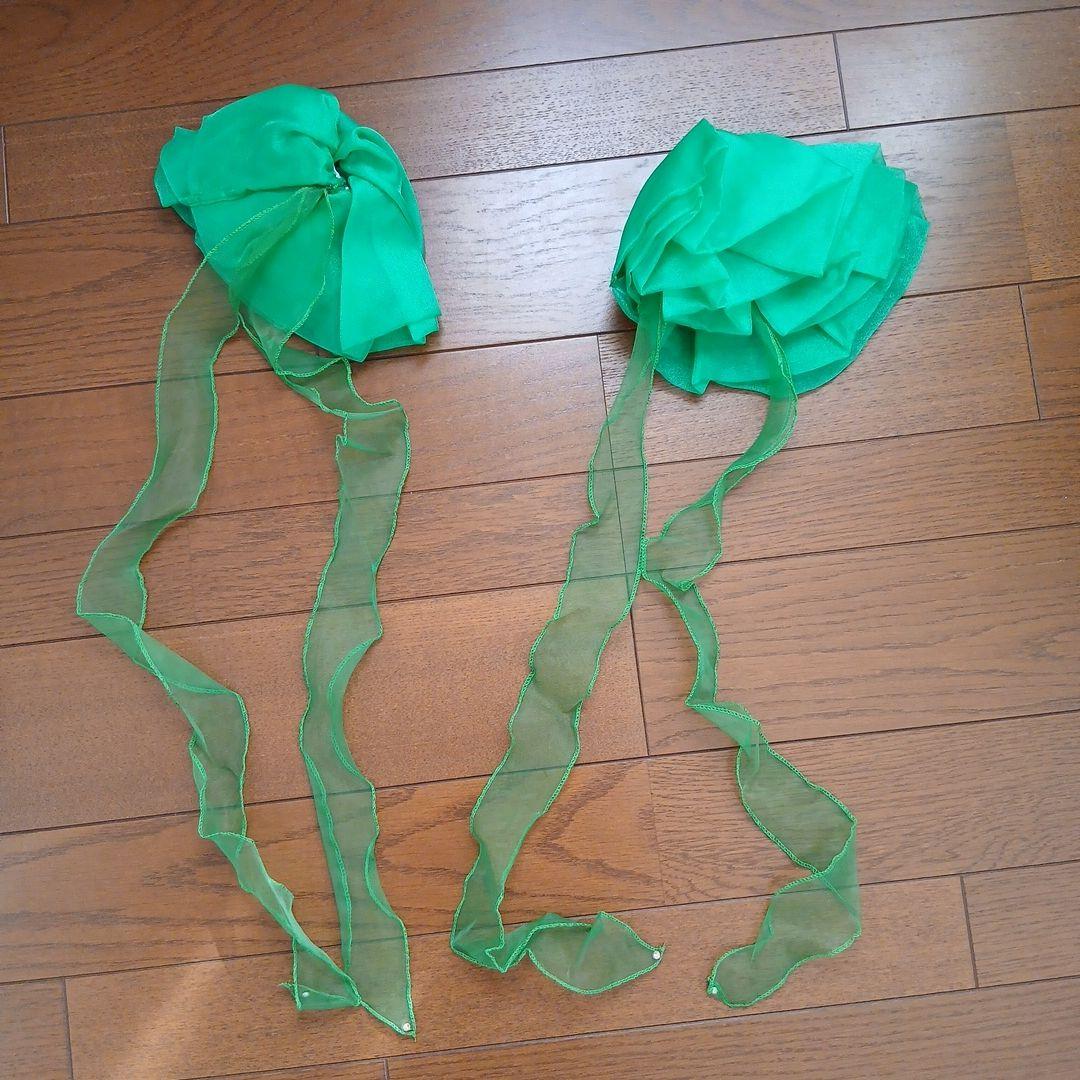 社交ダンスモダンドレス　腕付き　緑　白