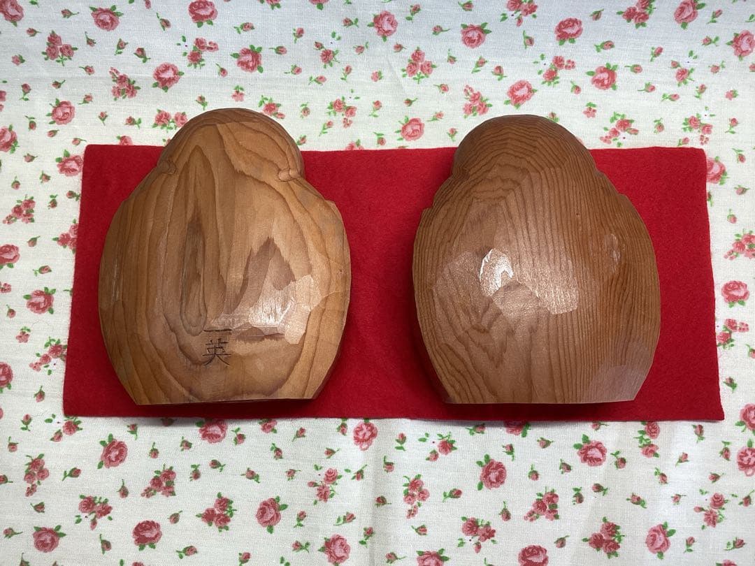 【未使用】フクロウ　木彫り　置物　一刀彫　イチイ　木製　雛人形　ふくろう　日本製