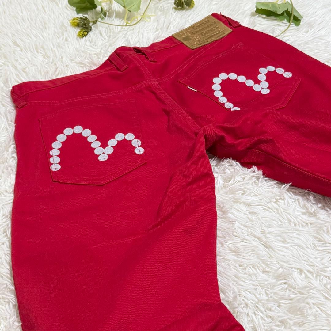 極美品　エヴィスゴルフ　ゴルフパンツ　カモメ　大きいサイズ　ゆるだぼ　赤