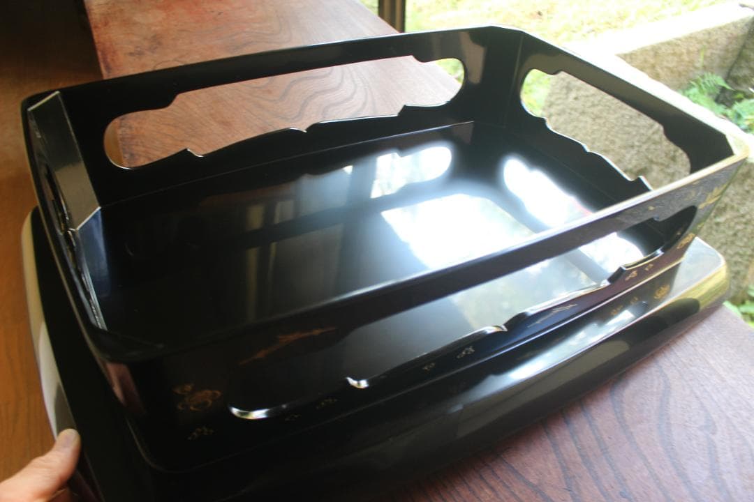 デッドストック！！極上松竹梅鶴亀沈金の映える輪島塗屠蘇器重箱揃い（検重箱お重