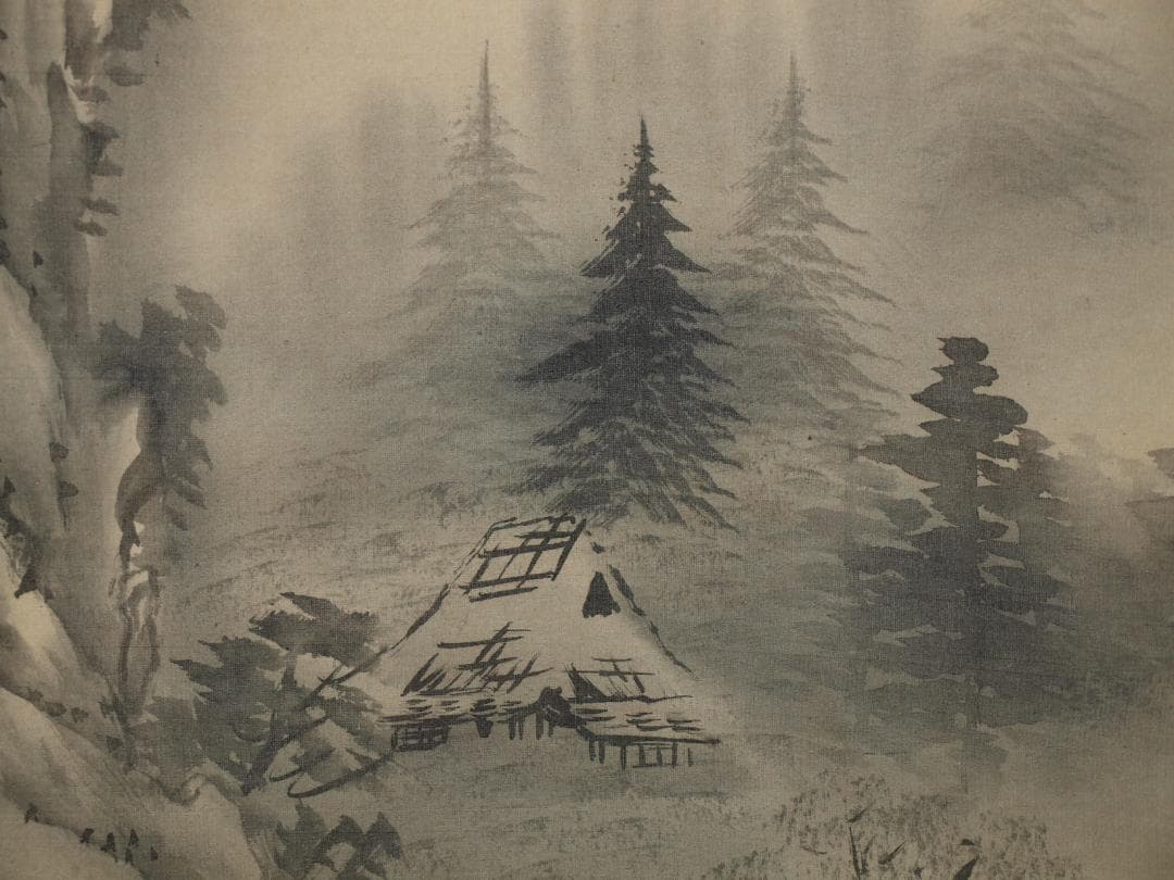 時代の掛軸　山水図肉筆保証　中国美术品 日本　中国<BR> X892C16-7