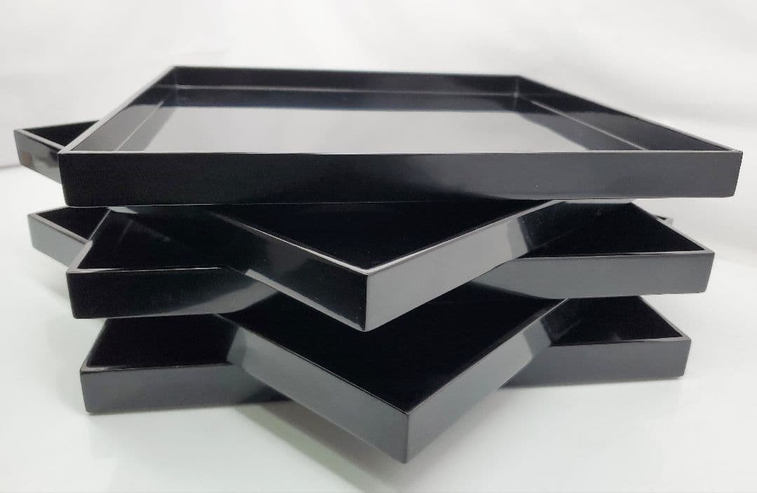 ②やや使用感　漆塗り 茶道具 会席膳　5個セット 懐石膳　漆器