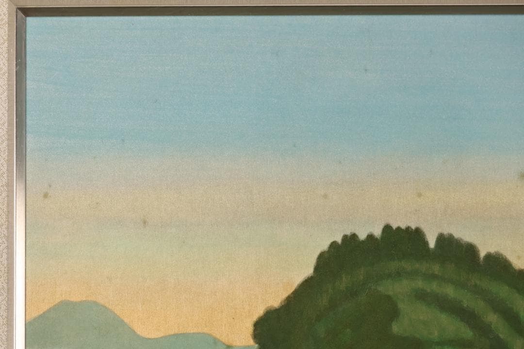 【真作】　樋口辰志 「 朝爽（竹生島） 」　6号　日本画　共シール　BK096