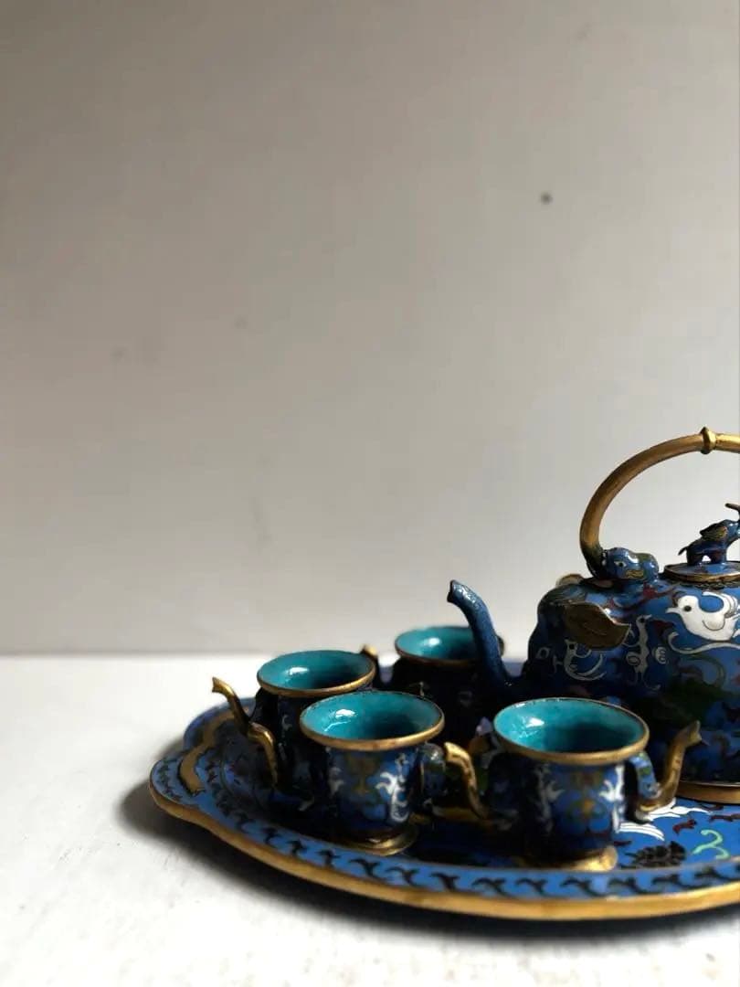 854 コレクション ヴィンテージ 七宝焼 ミニチュア 象のティーセット 景泰藍