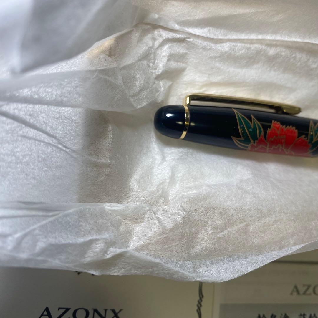 新品・未使用✨　輪島塗 蒔絵　ボールペン 牡丹　東山雅風　高級　金色装飾　黒