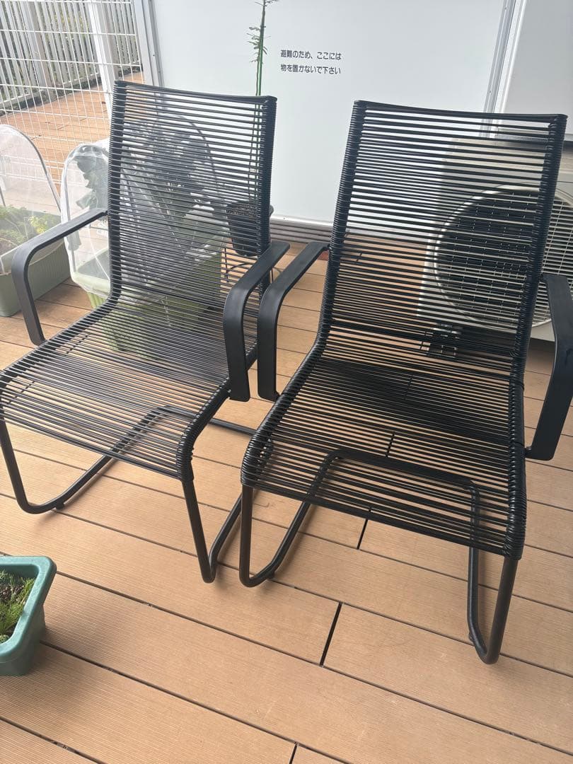 IKEAヴェスマン チェア アームレスト付き 屋外用, ブラック2個