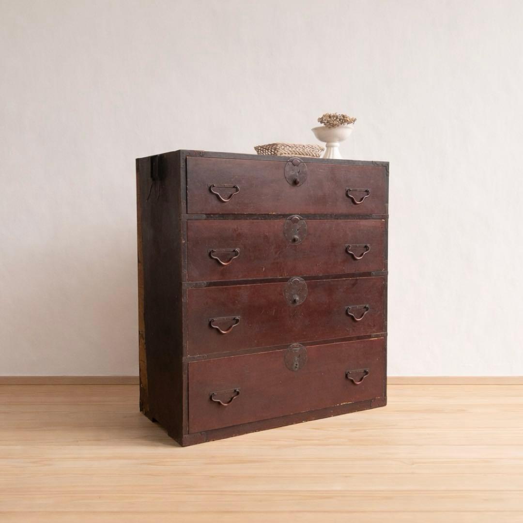 和箪笥　漆　M054　古道具　古家具　和家具　ビンテージ　アンティーク　レトロ