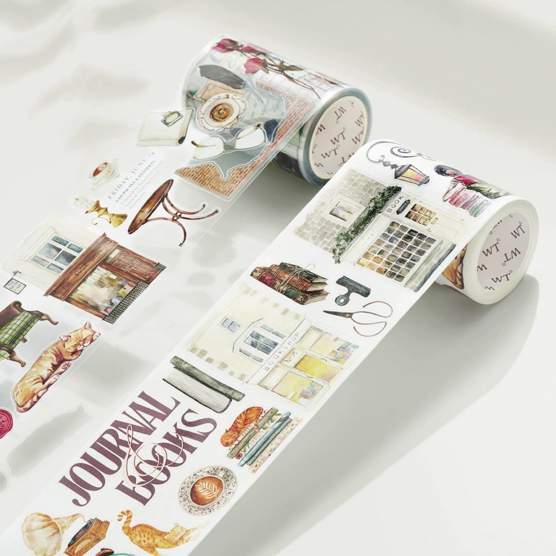 新品　カナダWT　猫書店　PET型抜きタイプマスキングテープ　マステ