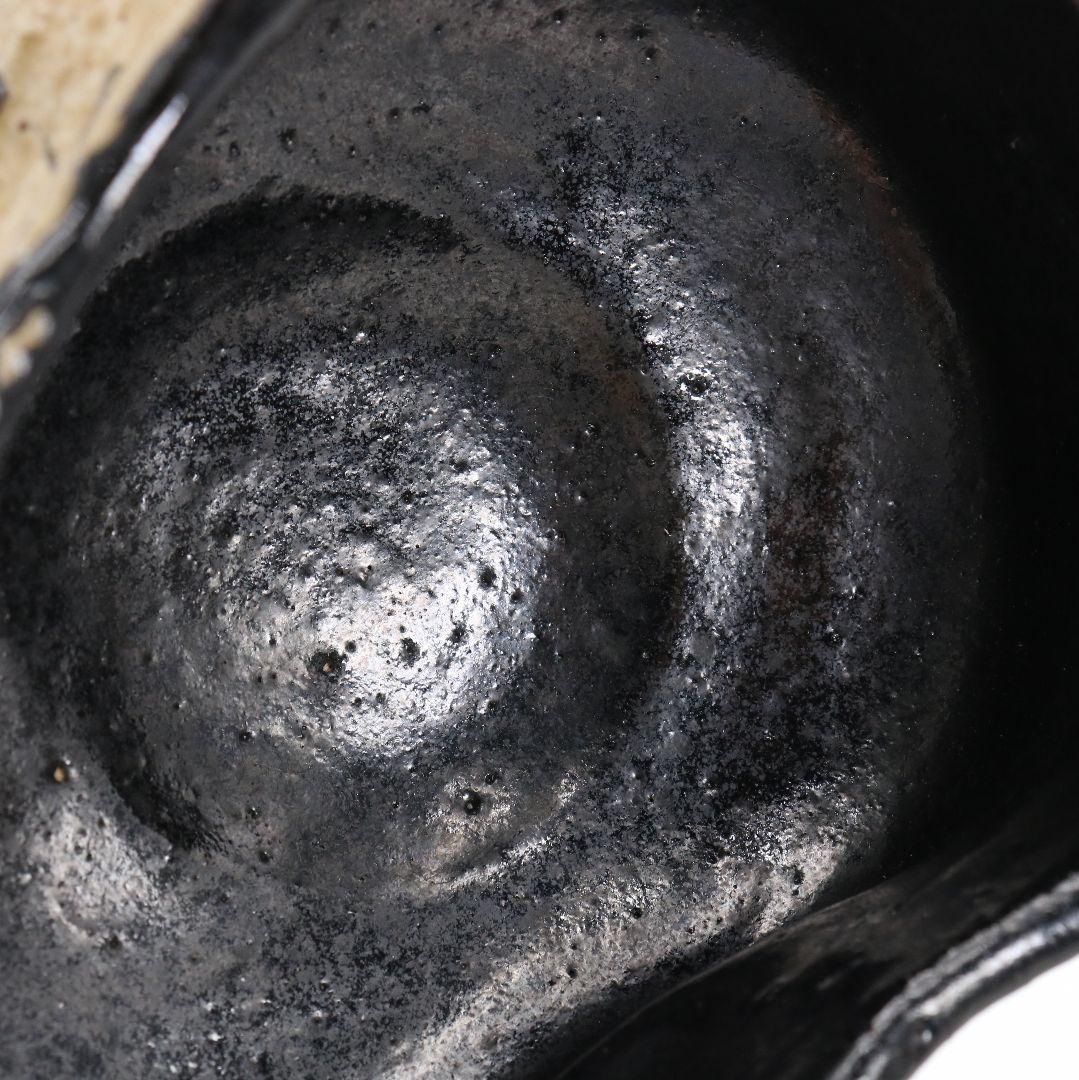 加藤唐九郎作 黒織部沓茶碗 裏千家十五代 鵬雲斎書付 御物袋　OW516　DC1