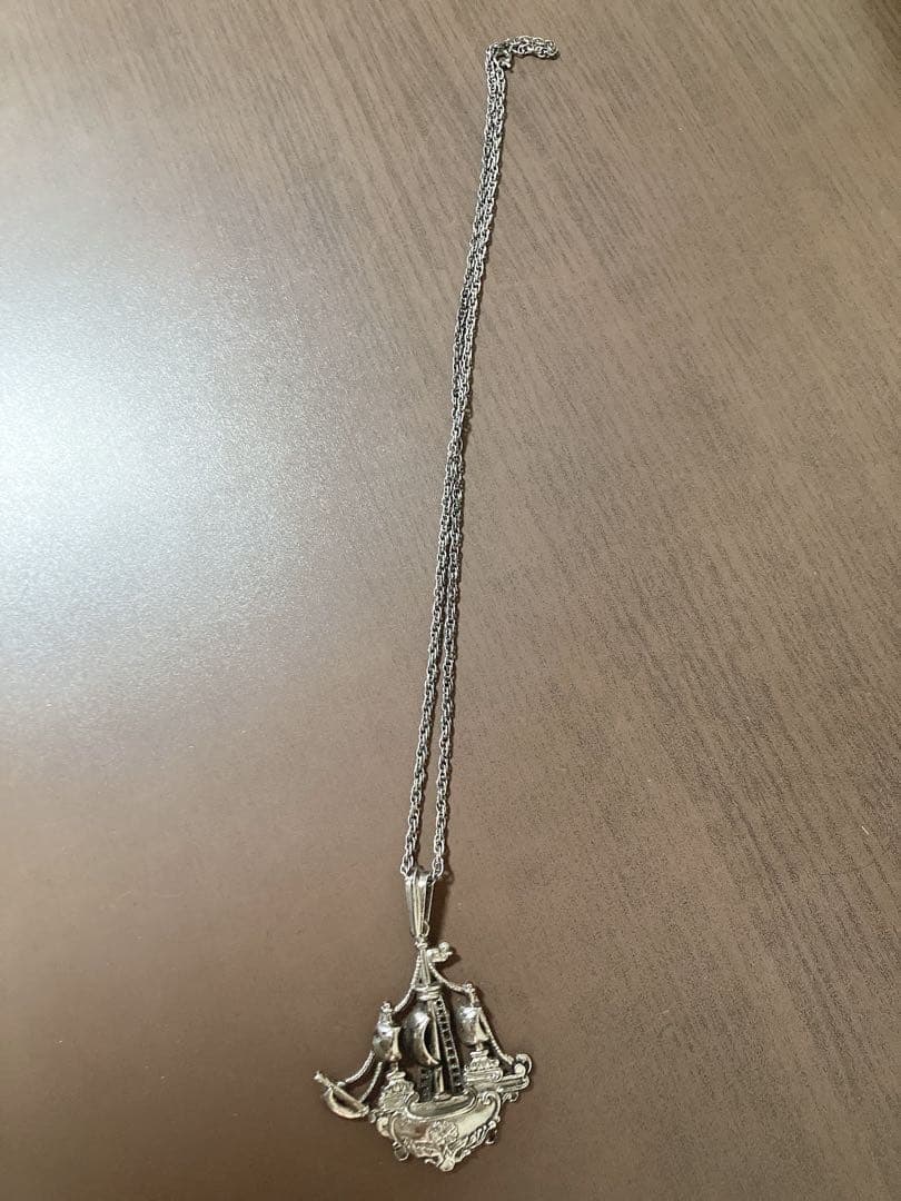 アンティーク シルバーネックレス 帆船 鎖チェーン 希少 ヴィンテージ品