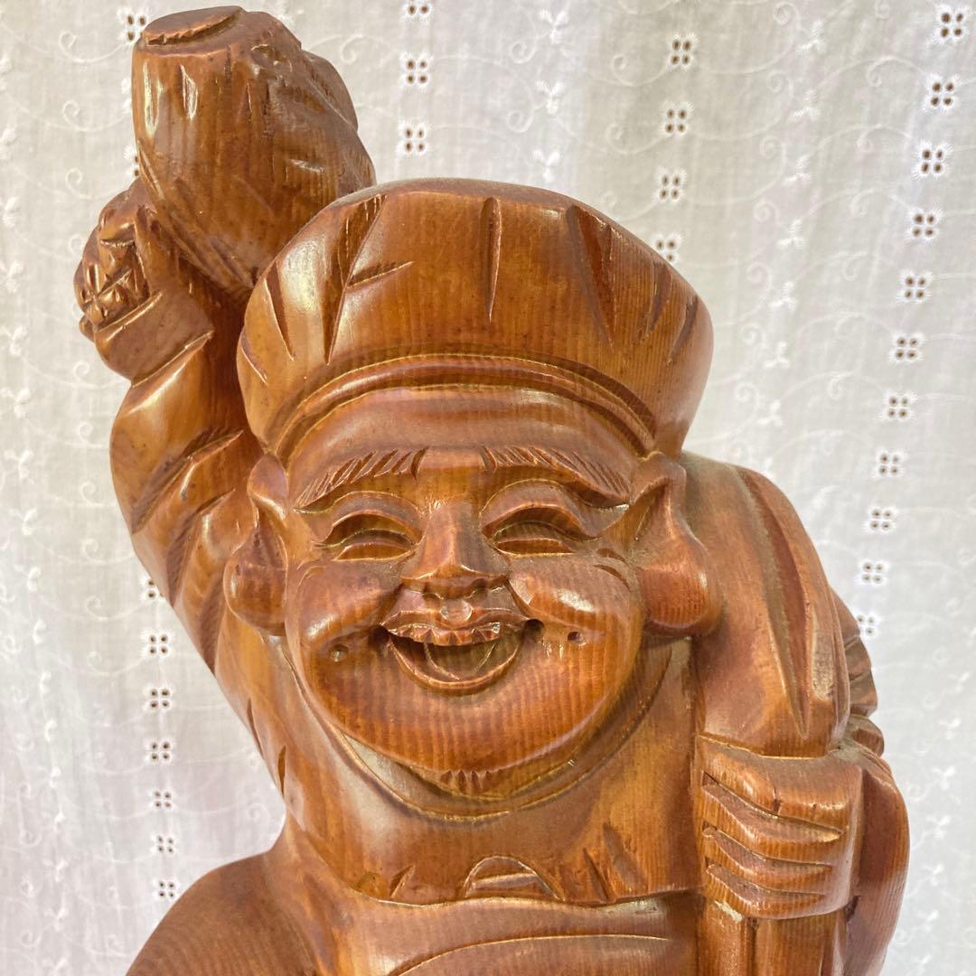 【木製品】七福神 俵に乗った大黒様　＊used