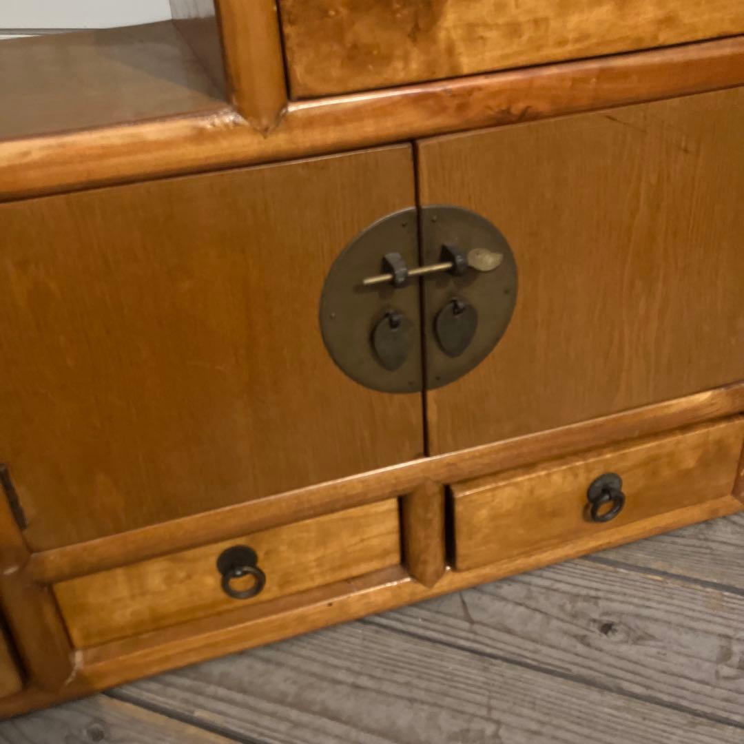 ① 昭和レトロ 中国古典家具 木製 階段箪笥 サイドボード 古家具 ビンテージ