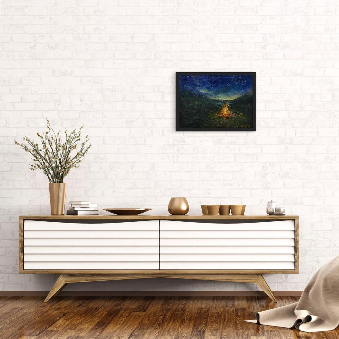 キャンプファイヤー F4 油彩画 絵画 風景画