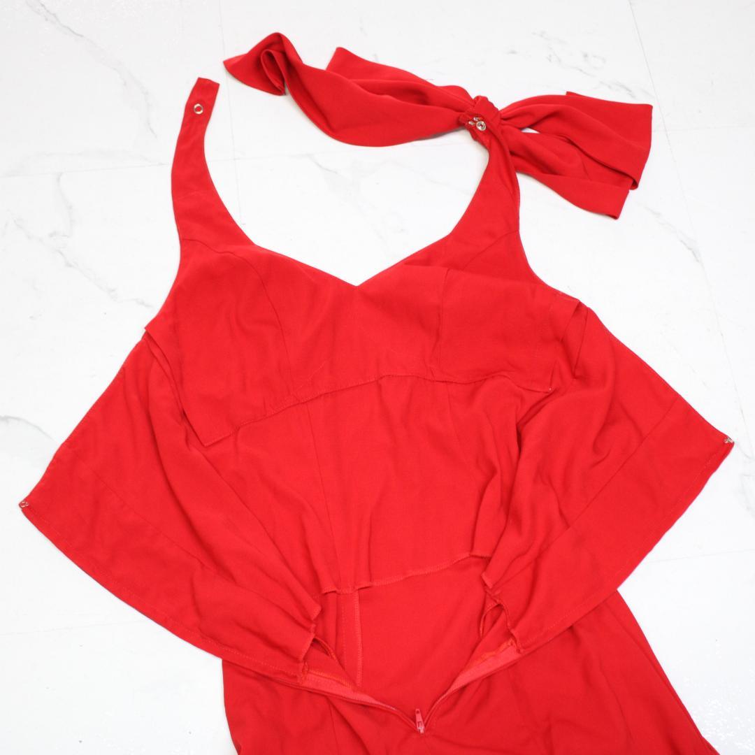 【美品 フラメンコ衣装】レッド×豪華ボランテ ワンピース ドレス 水玉 ドット