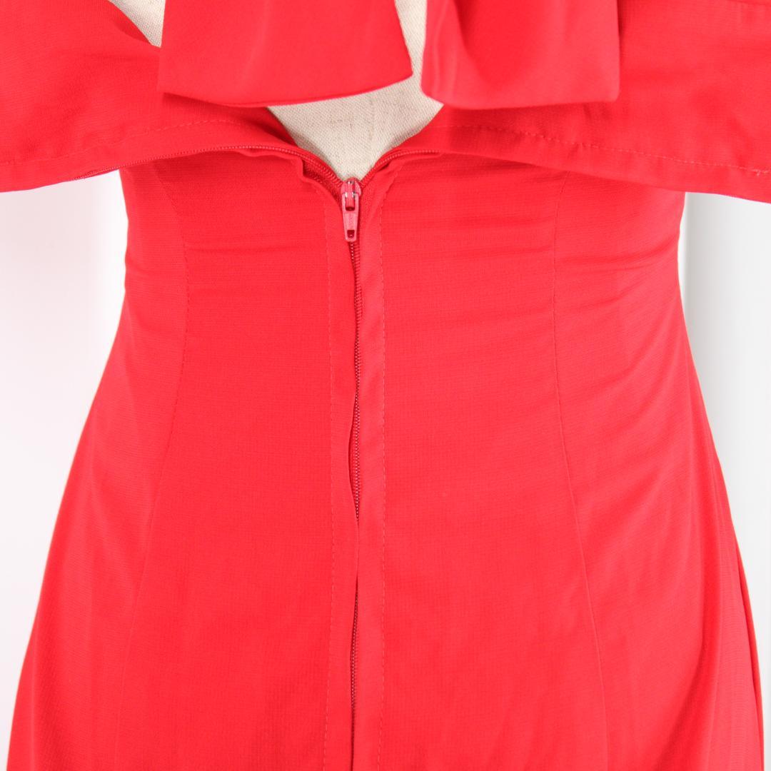 【美品 フラメンコ衣装】レッド×豪華ボランテ ワンピース ドレス 水玉 ドット