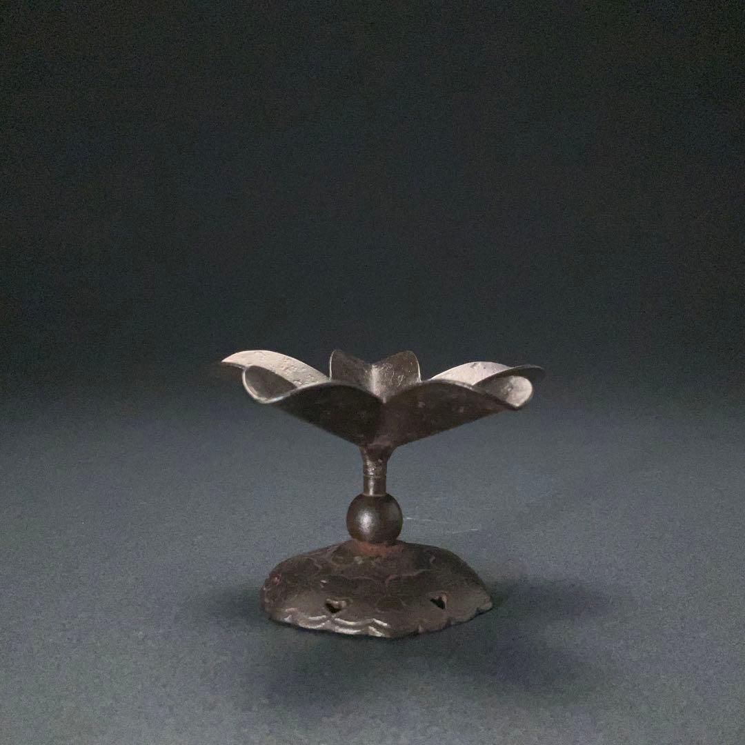 【茶道具】蓋置　鉄つくば根　高井陵雲　共箱　6R1227ダW