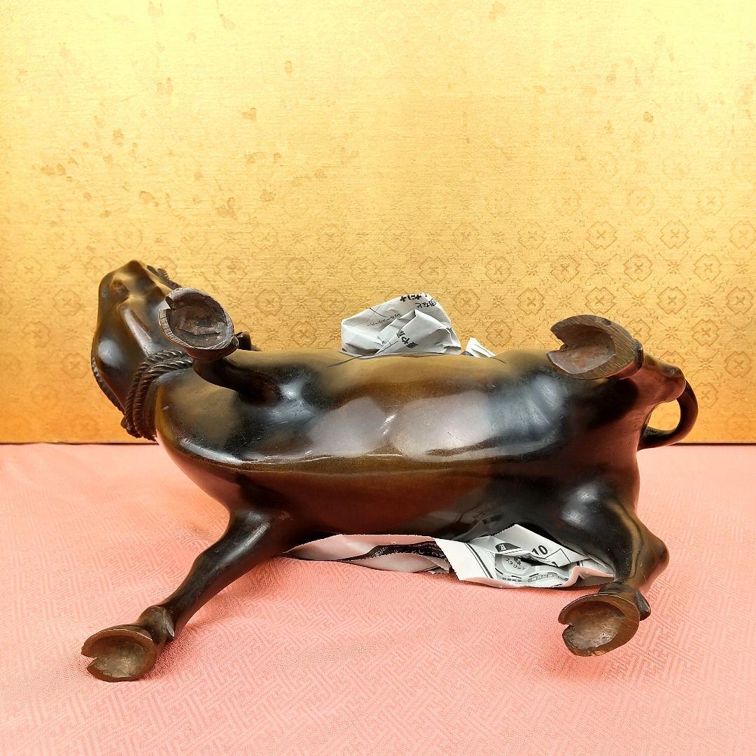 【お値下げしました！】銅製　香炉　牛乗り人　蓑笠　煙管