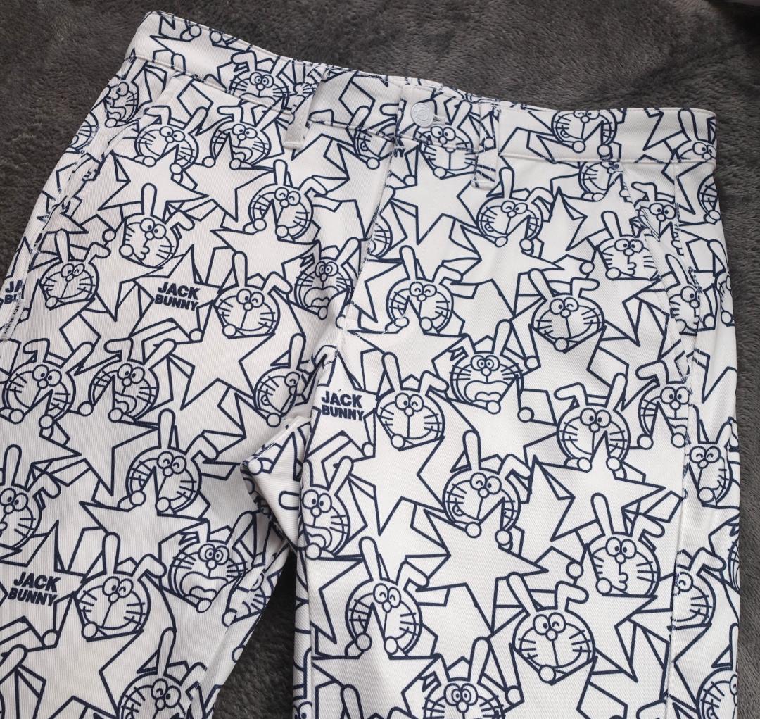 C新品 6/XL秋冬 ジャックバニー × ドラえもん 総柄 裏起毛 ゴルフパンツ