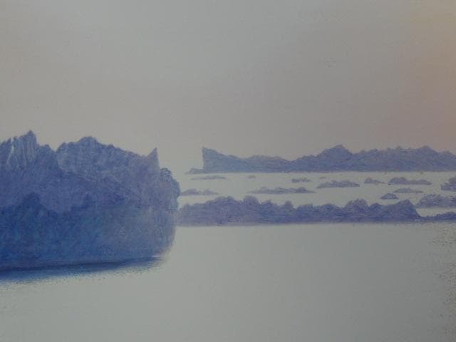 三谷祐資、【グリーンランド氷山】、希少な画集画、新品高級額・額装付