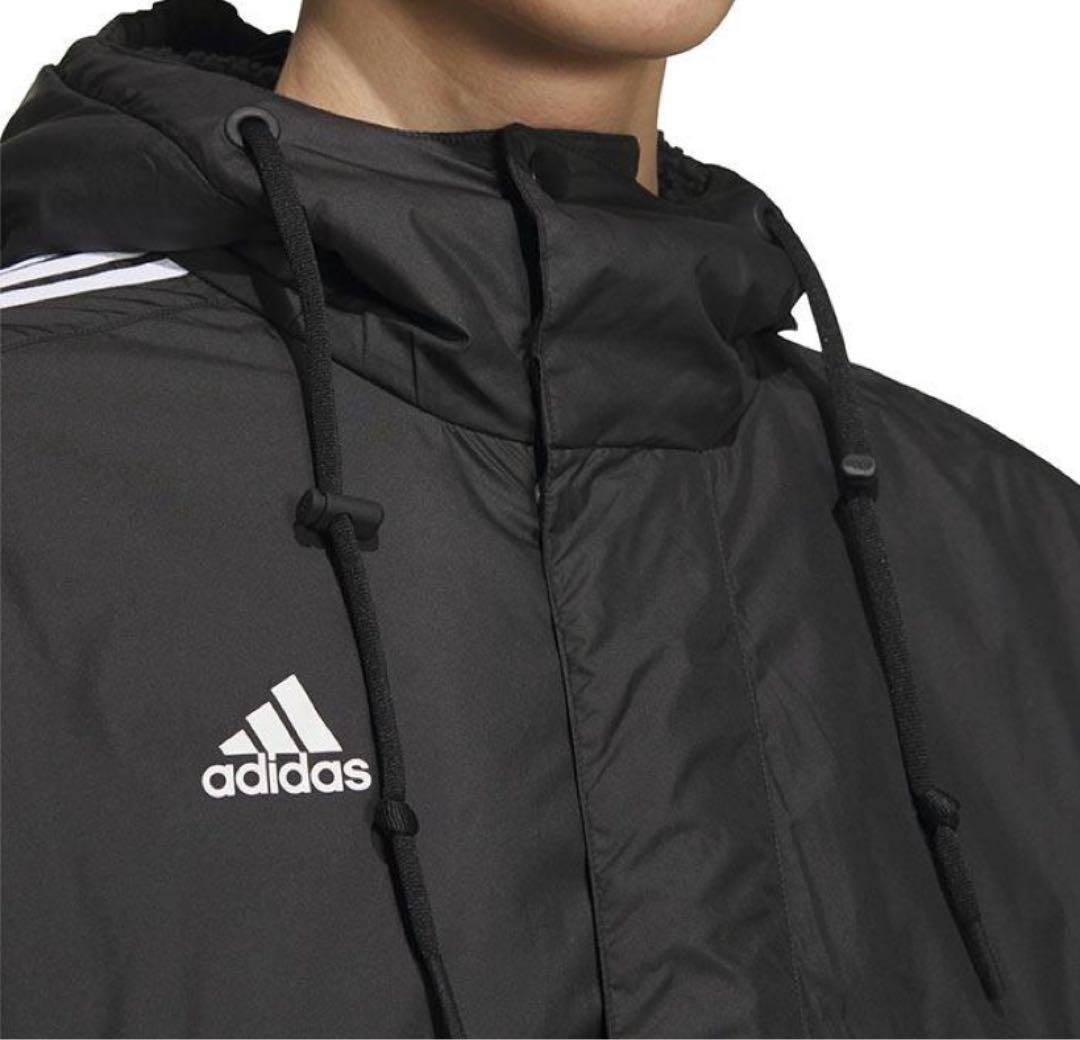 L ☆新品☆ アディダス ベンチコート ボア 防寒 防風 ロング丈　ブラック