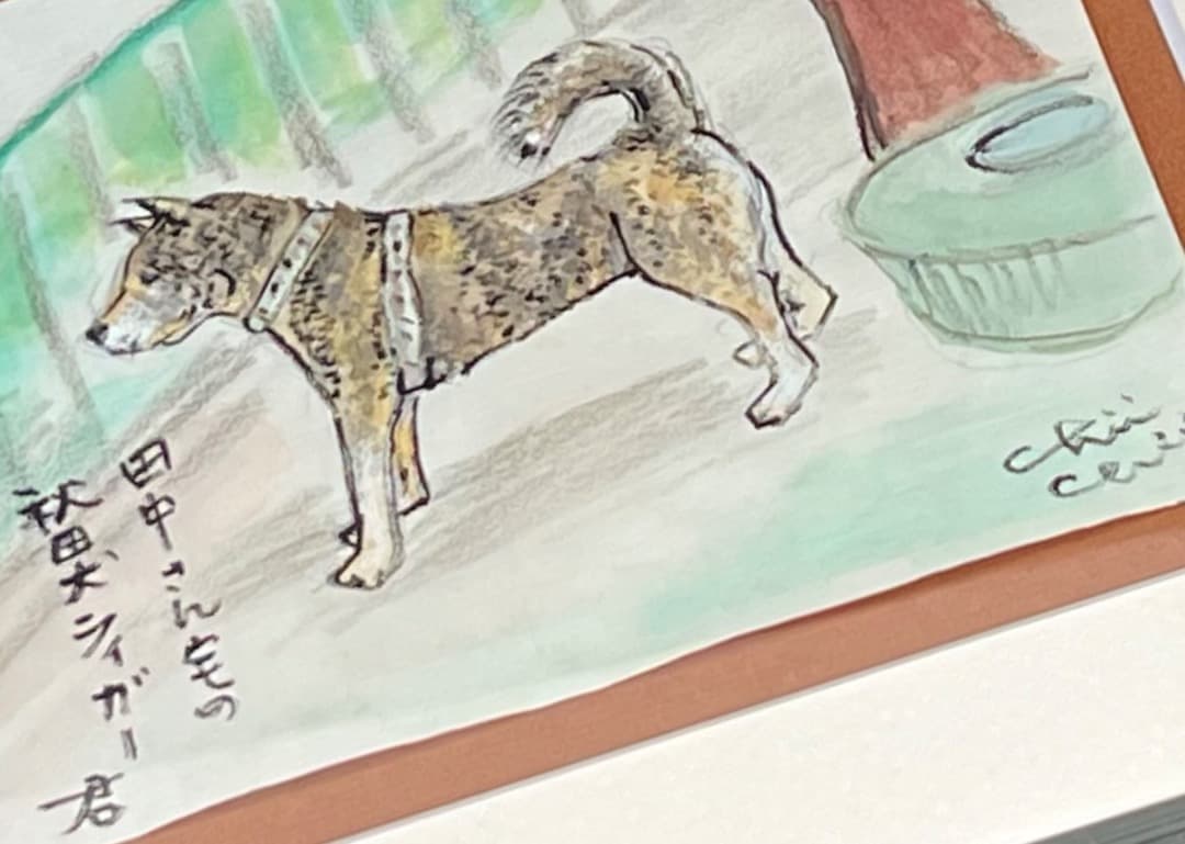 水彩画　地井武雄さん　テレ朝ちい散歩　犬　原画絵手紙　世田谷区喜多見【匿名配送】